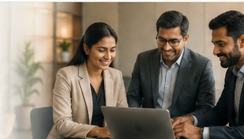 Advisors reviewing client information together