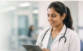 Healthcare professional using a digital workspace